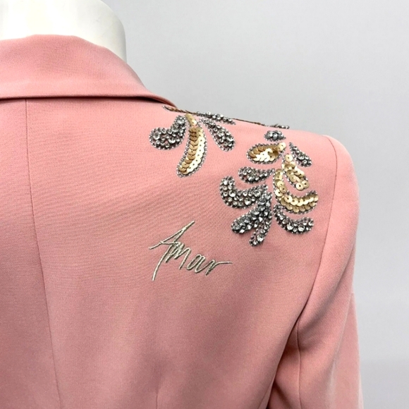 Cinq à Sept Pink Embellished Cheyenne Blazer, Size 2 - Picture 4 of 6